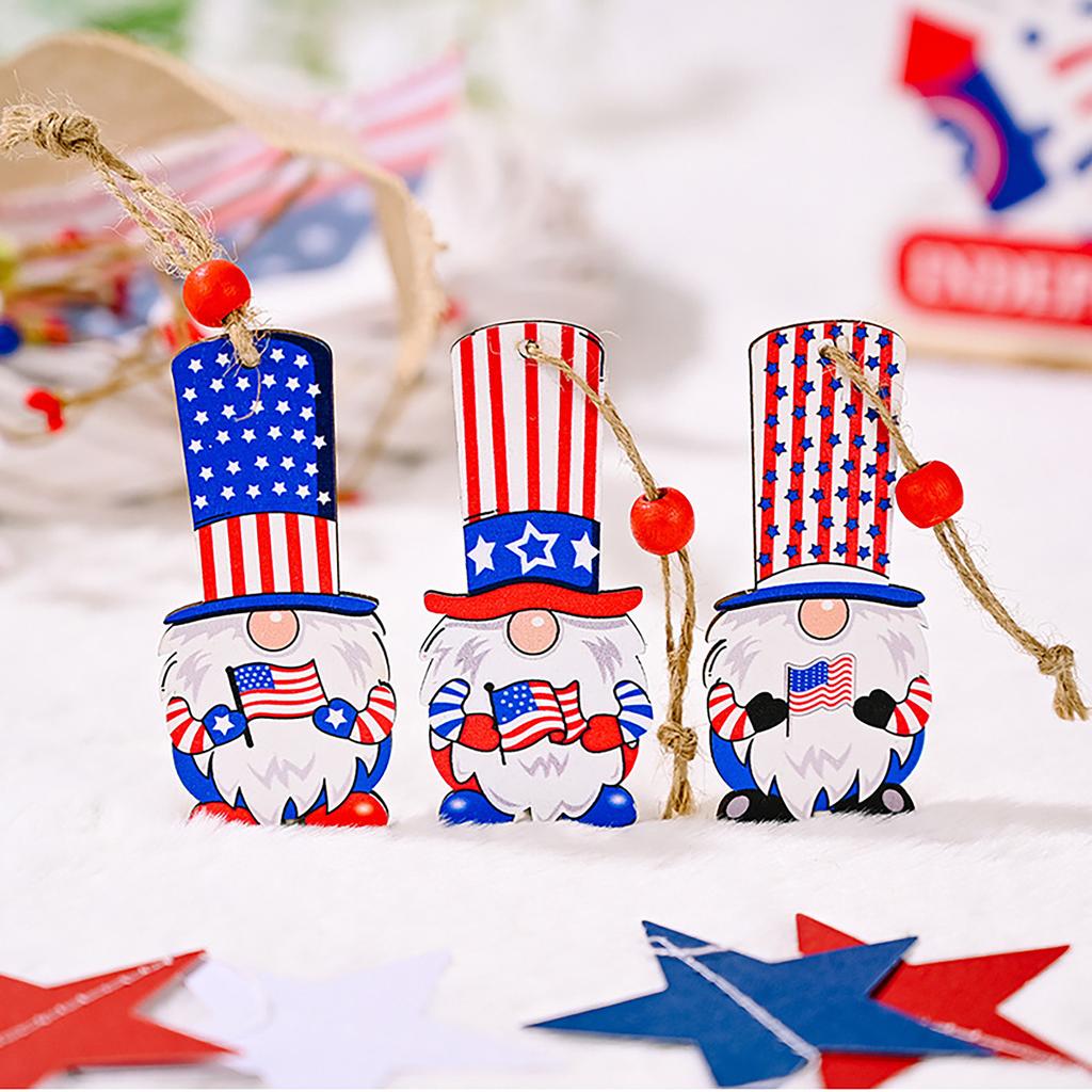 Independence Day Wooden Box Pendant Desktop Decoration Tree Hanging