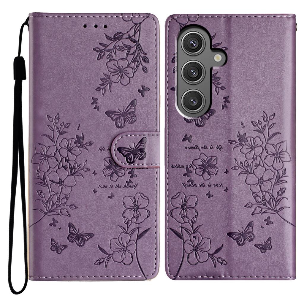 For Samsung Galaxy A16 5G/A16 4G Wallet Phone Case Butterfly Floral Imprint Leather Flip Cover