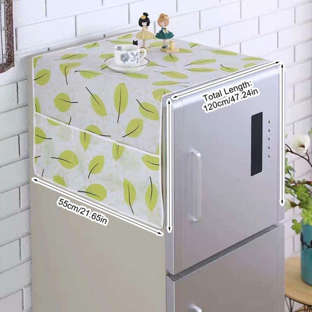 1Pcs New 55x120cm Refrigerator Dust Cover Cotton Linen Dustproof Refrigerator Cloth with Storage Bag Washing Machine Towel