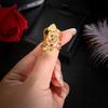 Jewelry Gold Set Red Dazzling Jewel Crescent Set Ring 4-Piece Set Women