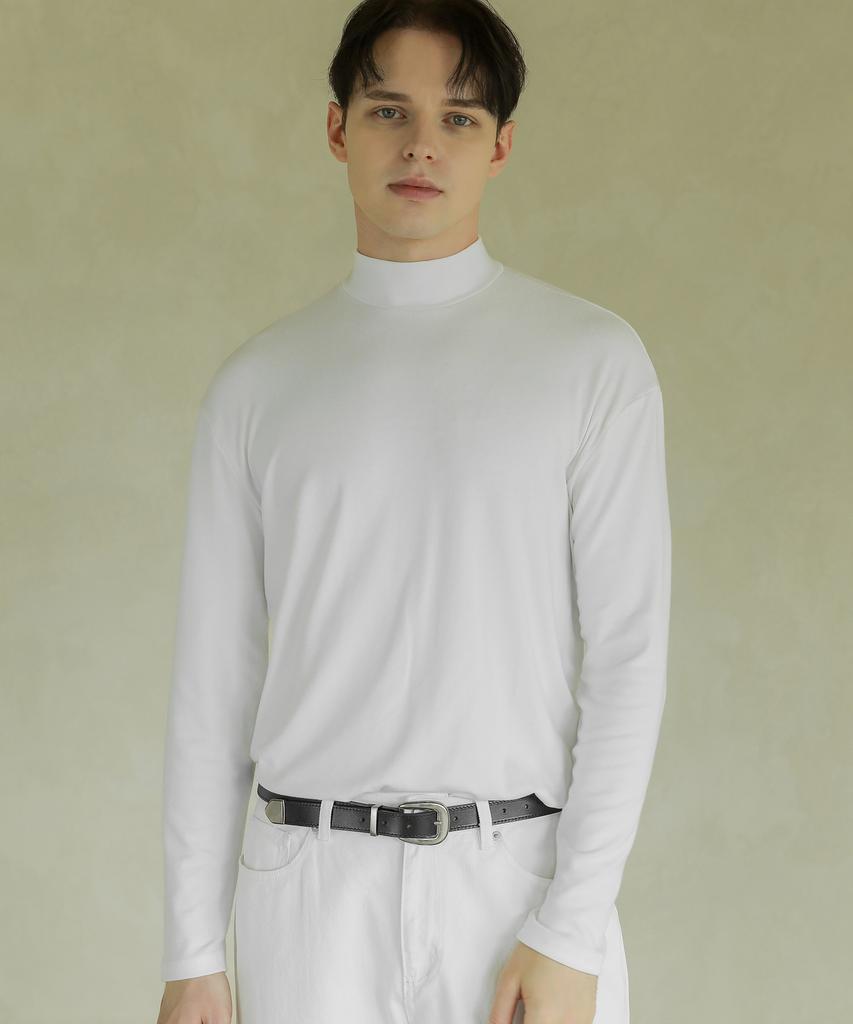 ESN Half Turtleneck Knit T-Shirt Off-White