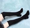 Overknee-Stiefel Damen neue elastische Stiefel Skinny Stiefel schwarze lange Stiefel Damen High-Heel Mode-Stiefel