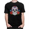 Custom Mexican Flower Rose Skull T Shirt for Men Pure Cotton Tshirt Fashion Tees Tshirt Clothing
