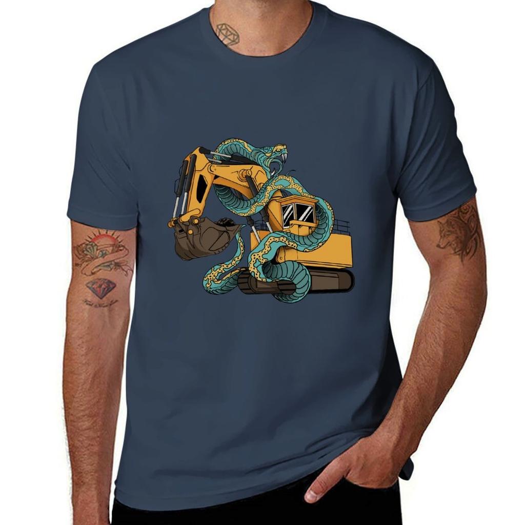 Excavator Vs Anaconda TShirt Plus Size Outdoor Casual Top