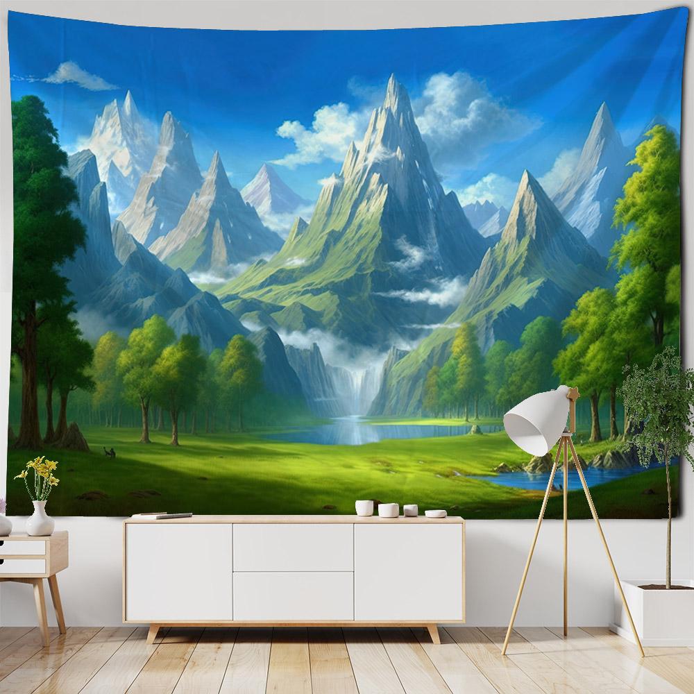 Bellissimo Arazzo Paesaggio Forestale Decorazione Murale per Camera da Letto Soggiorno Tessuto di Sfondo, Murale in Tessuto Estetica Hippie