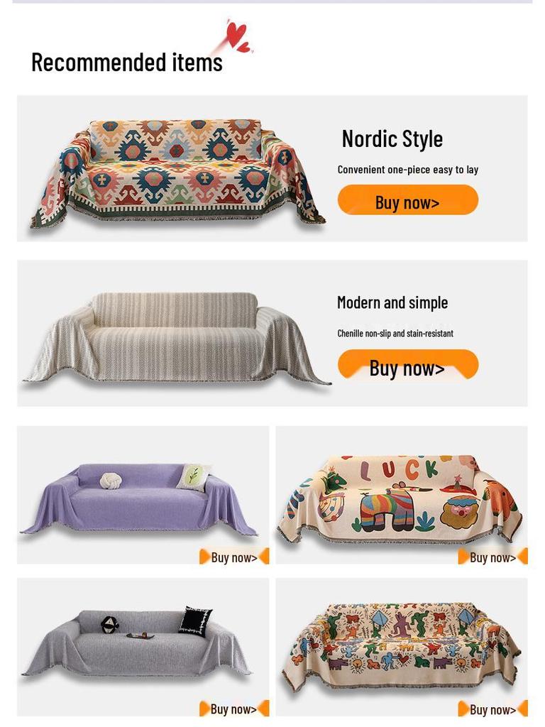 Modern Minimalist Chenille Herringbone Sofa Cover, Four Seasons Non-Slip Blanket