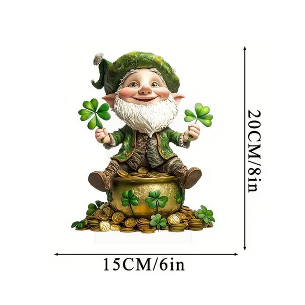 St. Patrick's Day Acrylic Table Sign 2D Irish Shamrock Leprechaun Tabletop Ornament for Home Desk Shelf Decor