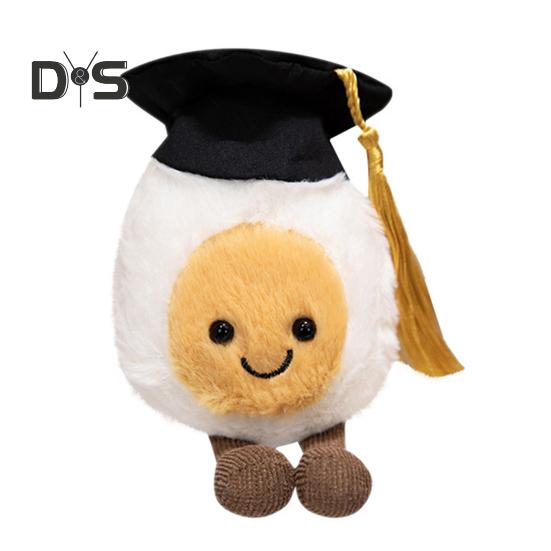 

Мягкая игрушка в виде плюшевой куклы «Выпускное яйцо» с шляпой бакалавра, забавная подушка с едой, милый и необычный подарок в виде плюшевой куклы для выпускников белый/жёлтый