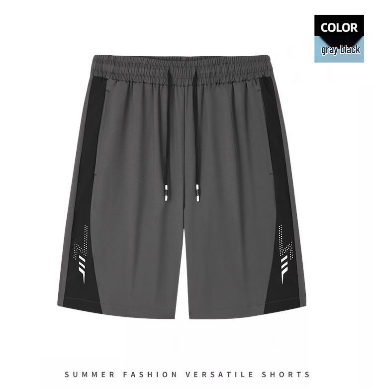 Men's Summer Ice Silk Quick-Dry Loose Fit Sports Shorts - Breathable, Casual, Plus Size.