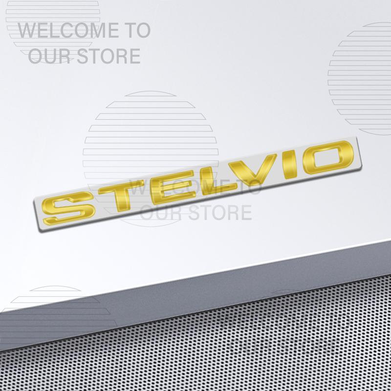 Car Decor Metal For Stelvio Alfa Romeo Letter Emblem 3D Sticker Accessories Glossy Black Tail Rear Trunk Decals