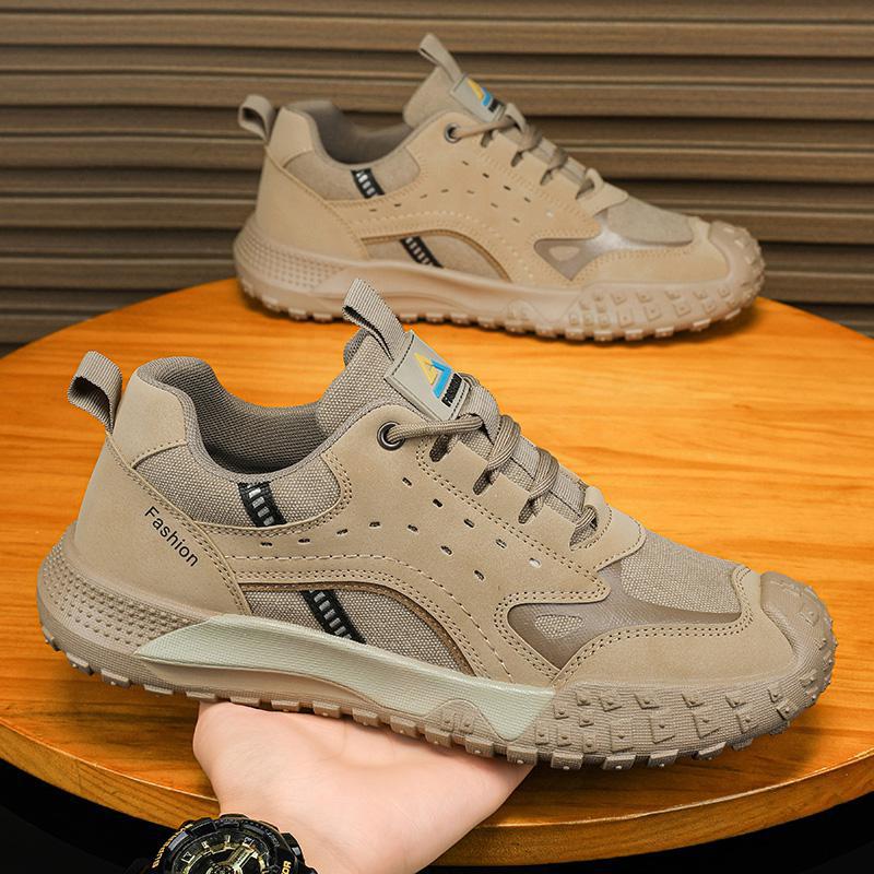 

New Korean version of youth trend thick-soled mesh breathable sports and leisure shoes, non-slip outer mountaineering men s shoes 44 хакі