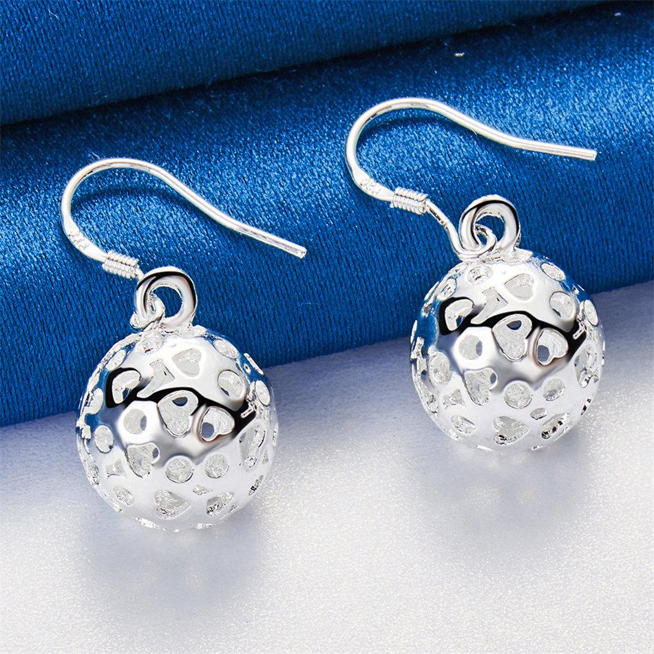 Elegant 925 Sterling Silver Delicate Openwork Round Earrings for Women, Fashionable Wedding Jewelry Accessories