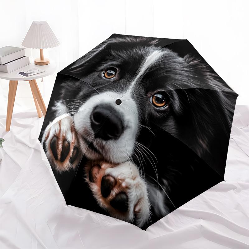 1 PC Automatic Folding Umbrella - Adorable Puppy Pattern, Portable & Foldable Design with 8 Ribs, Christmas Birthday Gifts