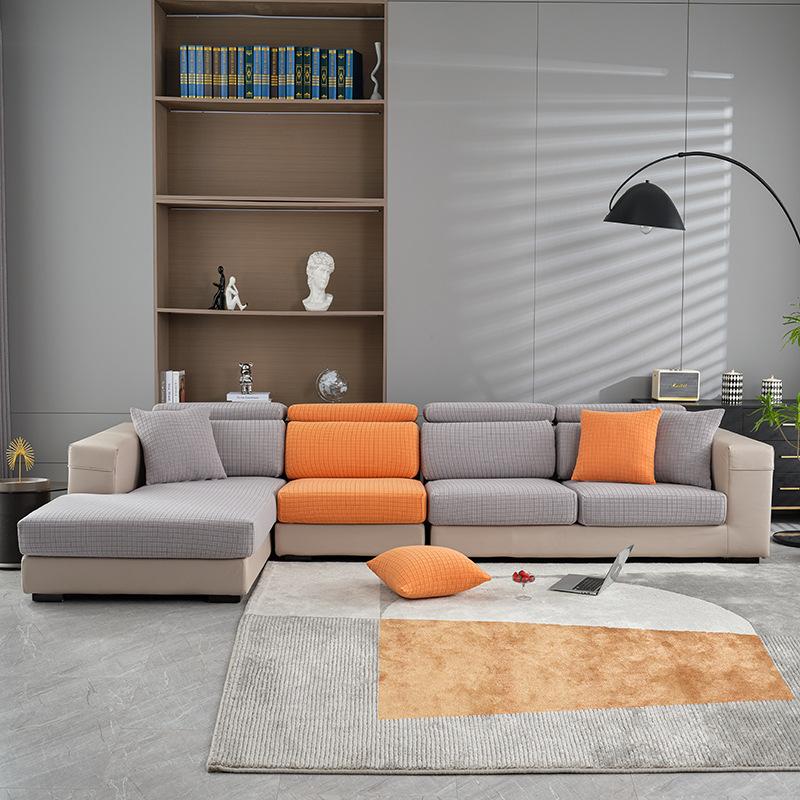 

Высокоэластичный клетчатый замшевый чехол для дивана Нескользящий Простой современный чехол для дивана Всевключающий Универсальный чехол 50-65cm*50-65cm*5-20cm светло-серый