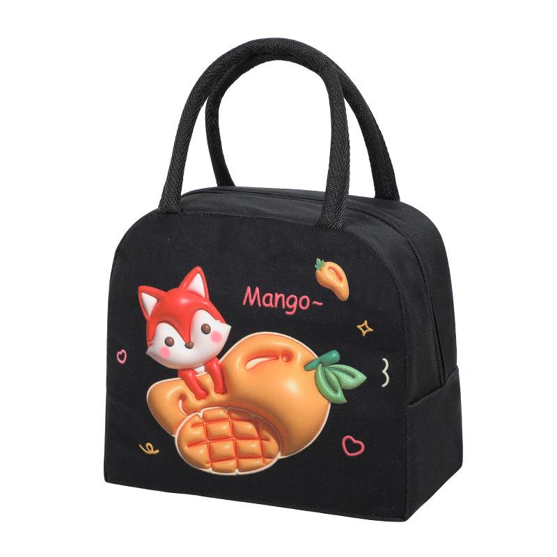 Cute Bento Bag with Rice, Portable Lunch Bag, 3D Three-dimensional Printed Cartoon Preservation and Insulation Lunch Box Bag
