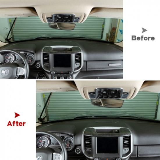 Black Carbon Fiber Console Speaker Trim Cover Frame For Dodge Ram 1500 2018-