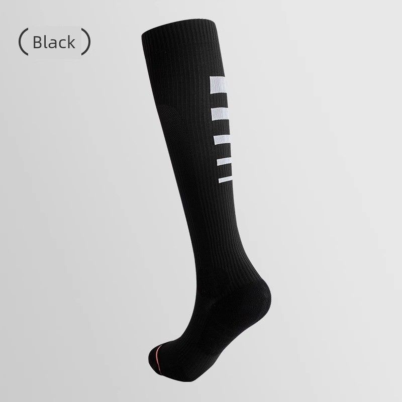

Sports Compression Socks Badminton Running Cycling Indoor Breathable Slim Looking Towel Bottom Yoga Young Adult Pressure Calf Socks Black