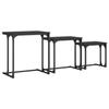 VidaXL Tables Console Nesting 3 Pcs, Sofa End Tables, Side Tables, Living Room Furniture Entrance Hallway, Industrial, Black 837817