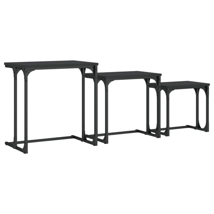 VidaXL Tables Console Nesting 3 Pcs, Sofa End Tables, Side Tables, Living Room Furniture Entrance Hallway, Industrial, Black 837817