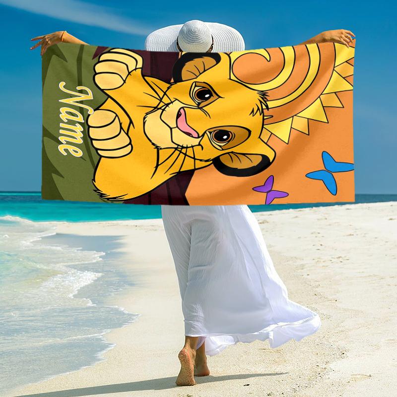 Personalized Lion Cub Adventure Beach Towel Microfiber Beach Towel Thin Absorbent for Beach Swimming Yoga Bath Sports. 0910232