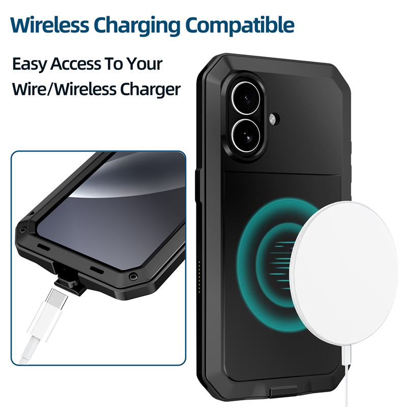 Heavy Duty Protection Armor Metal Aluminum Case for iPhone 17 16e 15 14 13 12 mini 11 Pro 7 8 Plus XS Max XR SE Shockproof Cover