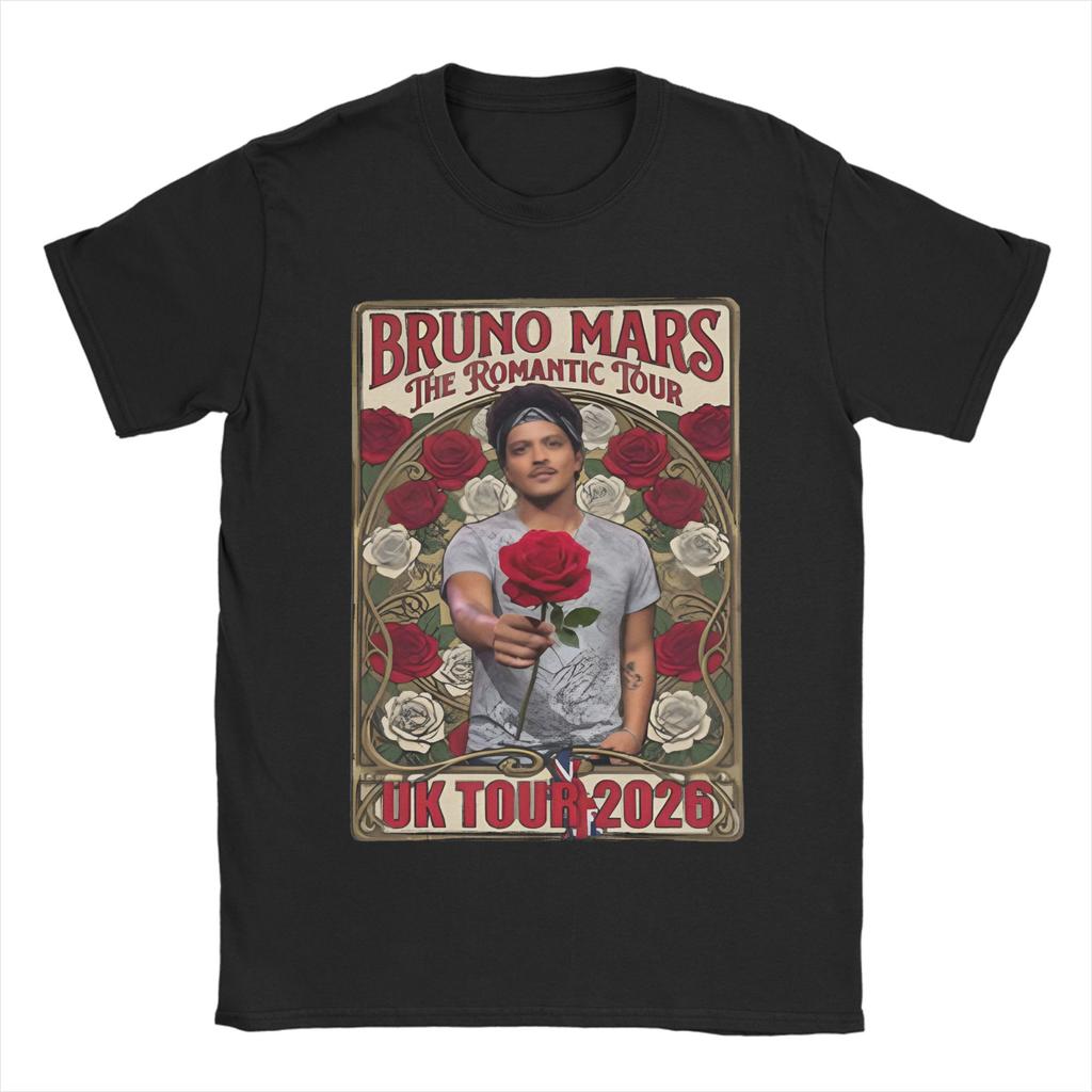Brunos Mars The Rounisextic Tour Tshirt Summer Harajuku T Shirts Unisexs Pure Cotton Crewneck Oversized Tees Short Sleeve Tshirt