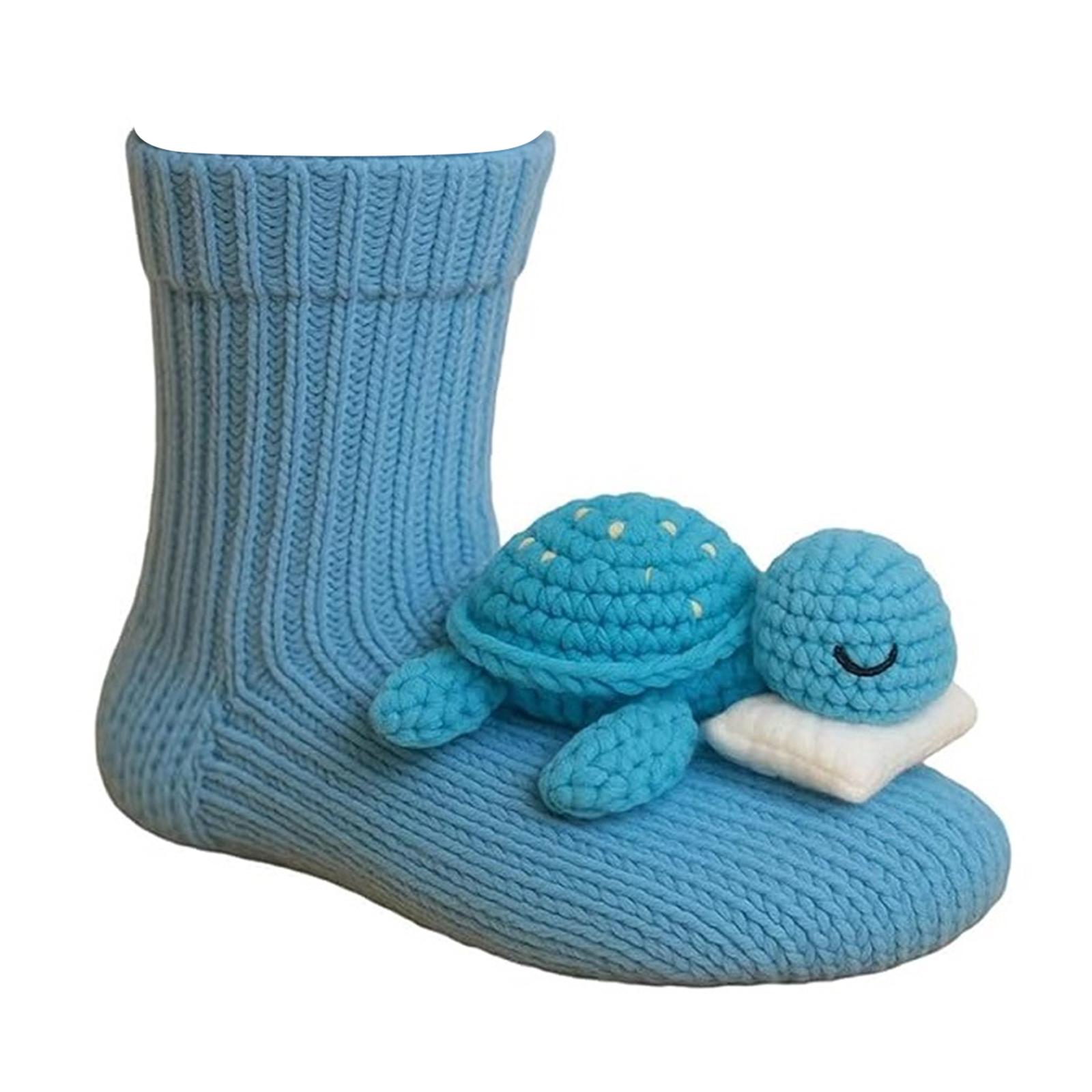 

1 Pair Funny Knit Socks Cute Cozy Fuzzy Cartoon Embroidered Socks 3D Knitted Soft Cotton Socks for Women Teens Kids Home Winter синій