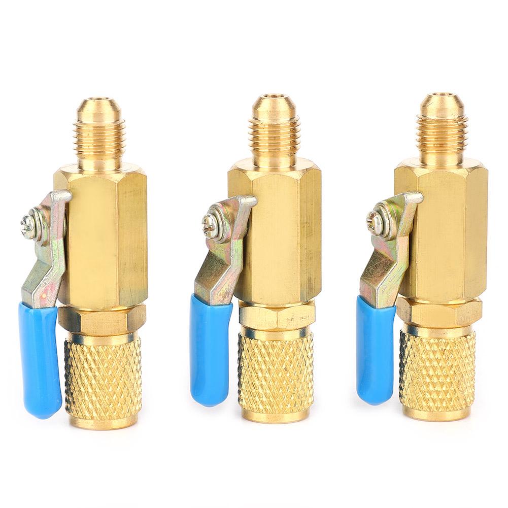 

3 Pcs Ball Valve R12R134AR410 Refrigerant Ball Valve Adapter Switch for 14SAE MalE Female(14