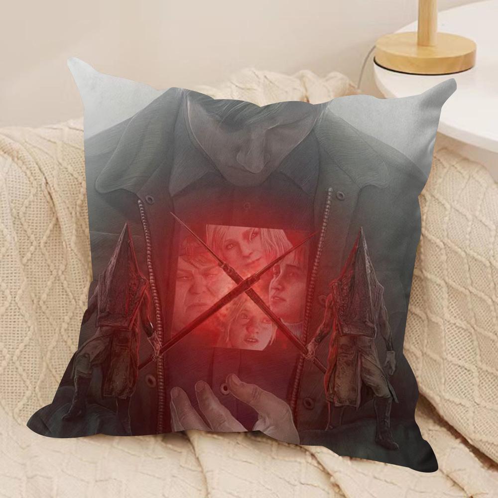 SSilent HHill Anime Cushion Cover Soft Plush Fabric DoubleSided Printed Sofa Cushion Cover for All Seasons Home Decor Gift