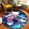 1Pc Powerful Psychic Mewtwo Flannel Round Rug Soft Non Slip Circular Office Carpet Floor Mat  Bedroom Living Room Xmas Gift Q1242