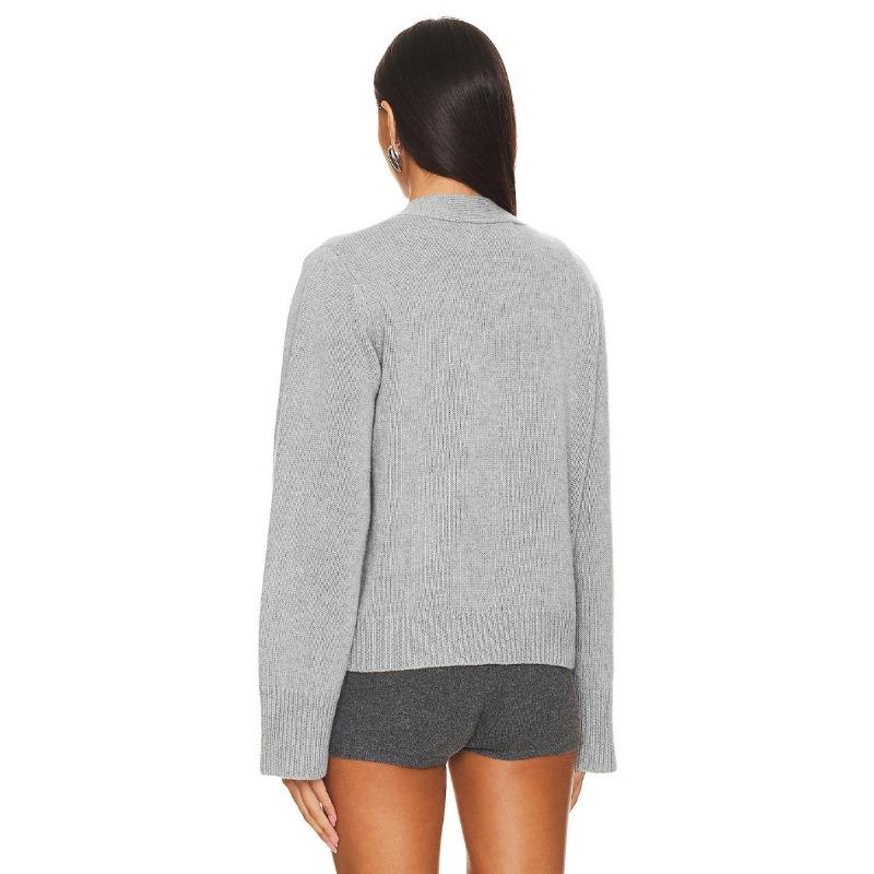 Women's Autumn and Winter V-neck Knitted Cardigan Solid Color Long-sleeved Casual Sweater