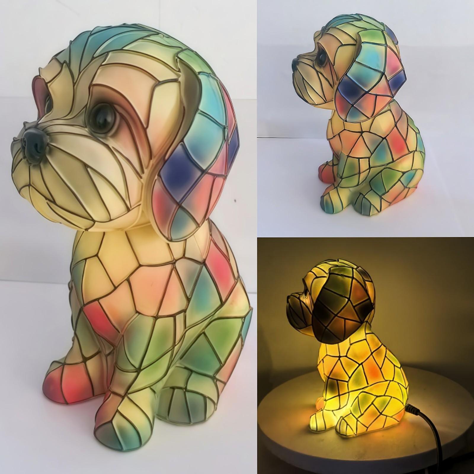 

Нічник із серії Dog Art, французька лампа, лампа коргі, настільний нічник з вітражної смоли, світлодіодний столик для милих домашніх тварин, вінтажний декор для тварин One Size