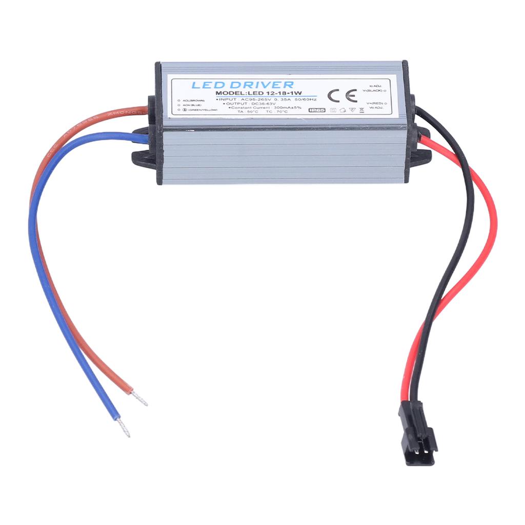 12‑18X1W 300mA LED Driver AC95‑265V DC36‑63V Waterproof LED Power Driver for LED Light Strips