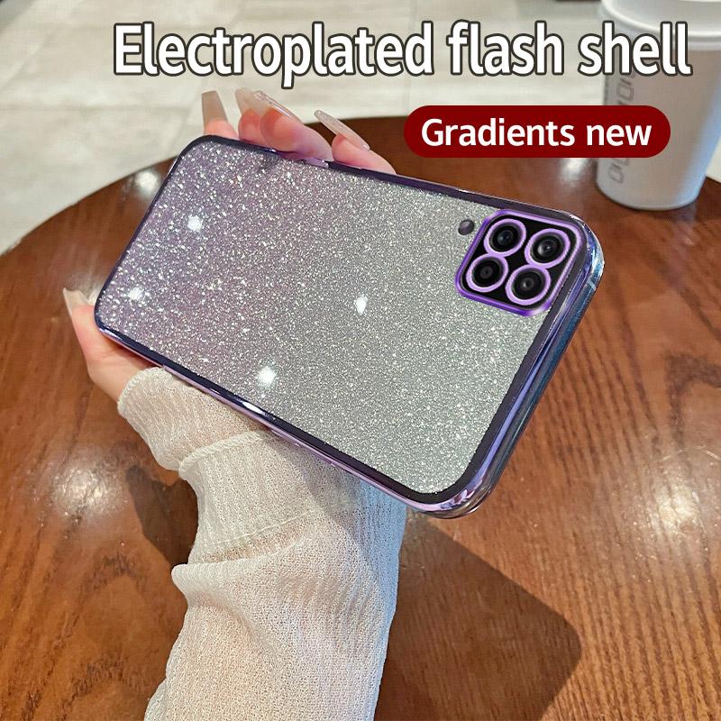 

Shiny Glitter Plating Silicone Case for Samsung Galaxy M54 M53 M51 M33 M14 M34 M31 5G Soft Back Cover M14 фиолетовый