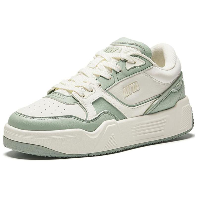 Anta C37 Series Abrasion Resistant Breathable Low top Skateboard Shoes Women's White Green Sneakers 122438024-2