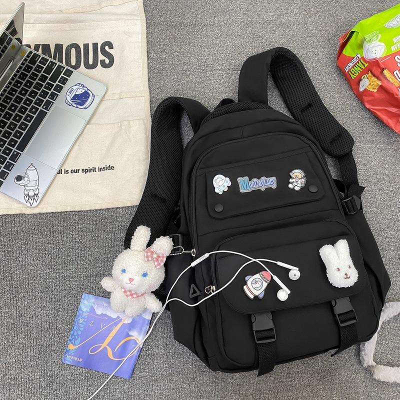 

New schoolbag female junior high school students high school students versatile large capacity primary school backpack чорний