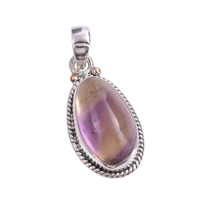 Natürlicher Amethyst-Edelstein Handgefertigt 925 Massivsilber Schmuckanhänger 1,25'' c7d75