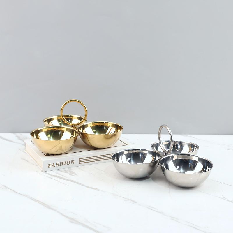 304 Stainless Steel 3 Grids Assorted Platter Snack and Dessert Plate Appetizer Tableware Living Room Desktop Storage Tray