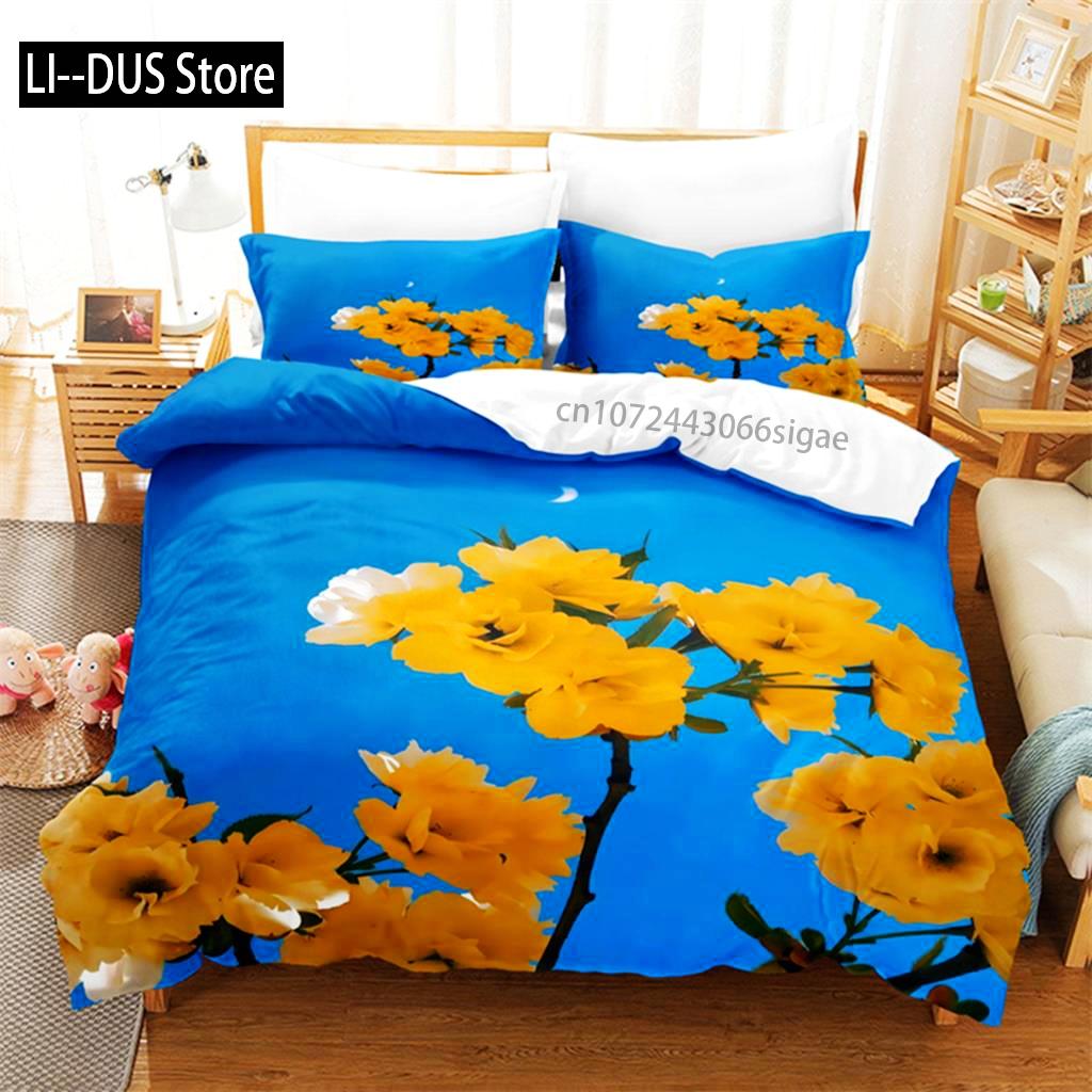 Flower Plants Bedding Set Duvet Cover Set 3d Bedding Digital Printing Queen Size Bedding Set Fashion Design