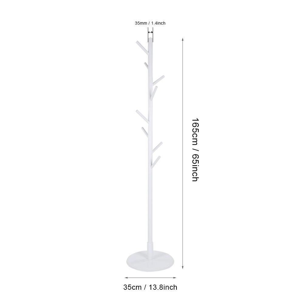 Assembled Wooden Coat Hat Stand Tree Jacket Cloth Vertical Hanger Rack 8 Hooks