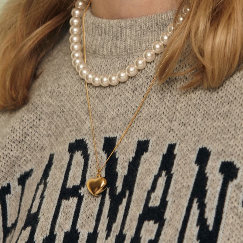 Murmur [925silver]Matt Heart Drop Necklace