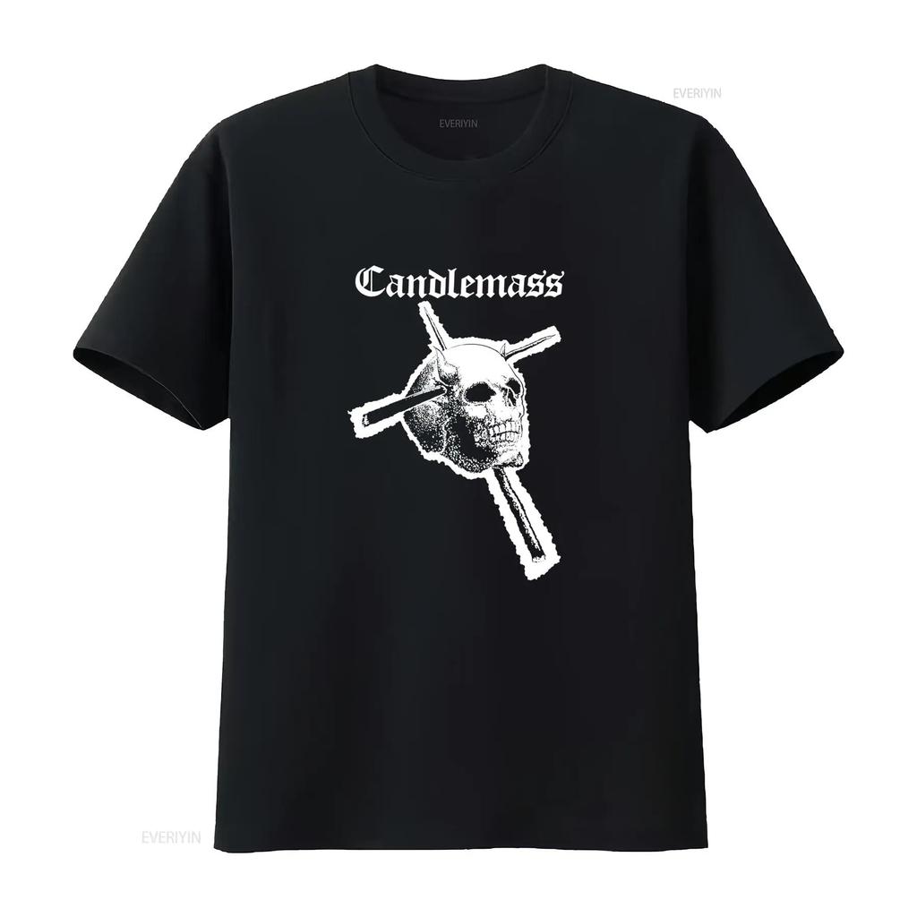 Candlemass Band Skull Cross Black T Shirt Available In All Sizes from S To 5XL Vintage Washed S