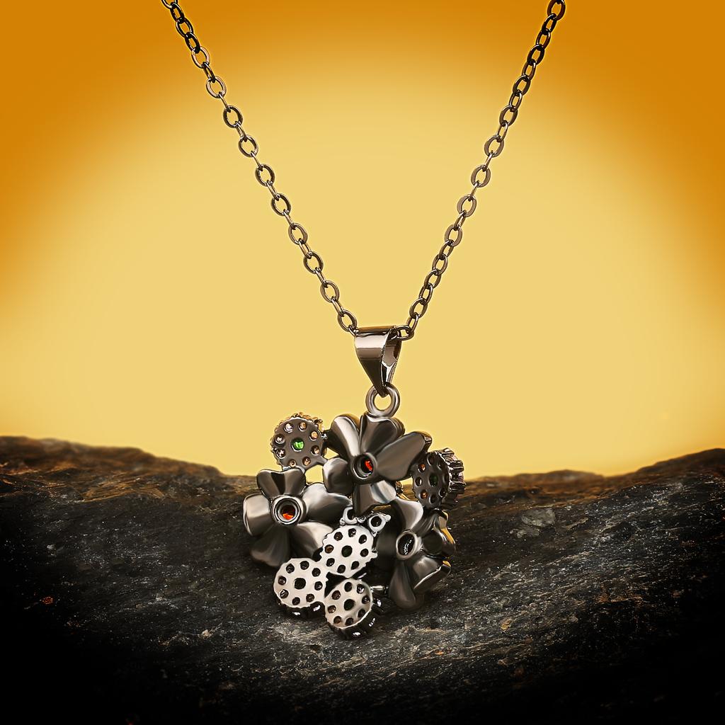 Color Zircon Necklace Set Zircon Trend Black Set Copper Commuter