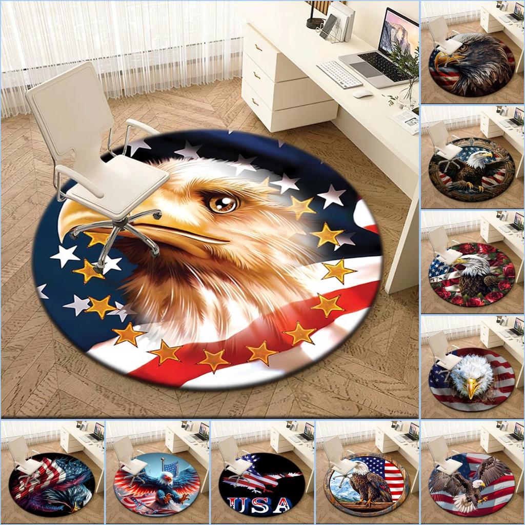 1pc American Bald Eagle Poster Round carpet Painted Printed circular carpet, home door mat, outdoor travel protection carpet