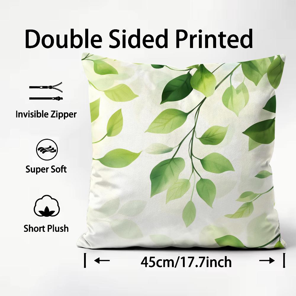 Leaves INS Cushion Cover Plush Fabric Soft DoubleSided Printed Sofa Warm Winter Home Child Gift Pillow Case