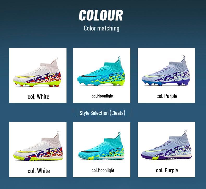 Unisex Football Boots with Long Spikes & Small Studs for Youth & Students, Ideal for Competitions & Training