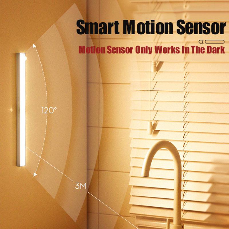 Motion Sensor Light 50/30/20cm USB Rechargeable LED Lamp Magnetic Night Light Bar Induction Cabinet Light For Closet Wardrobe