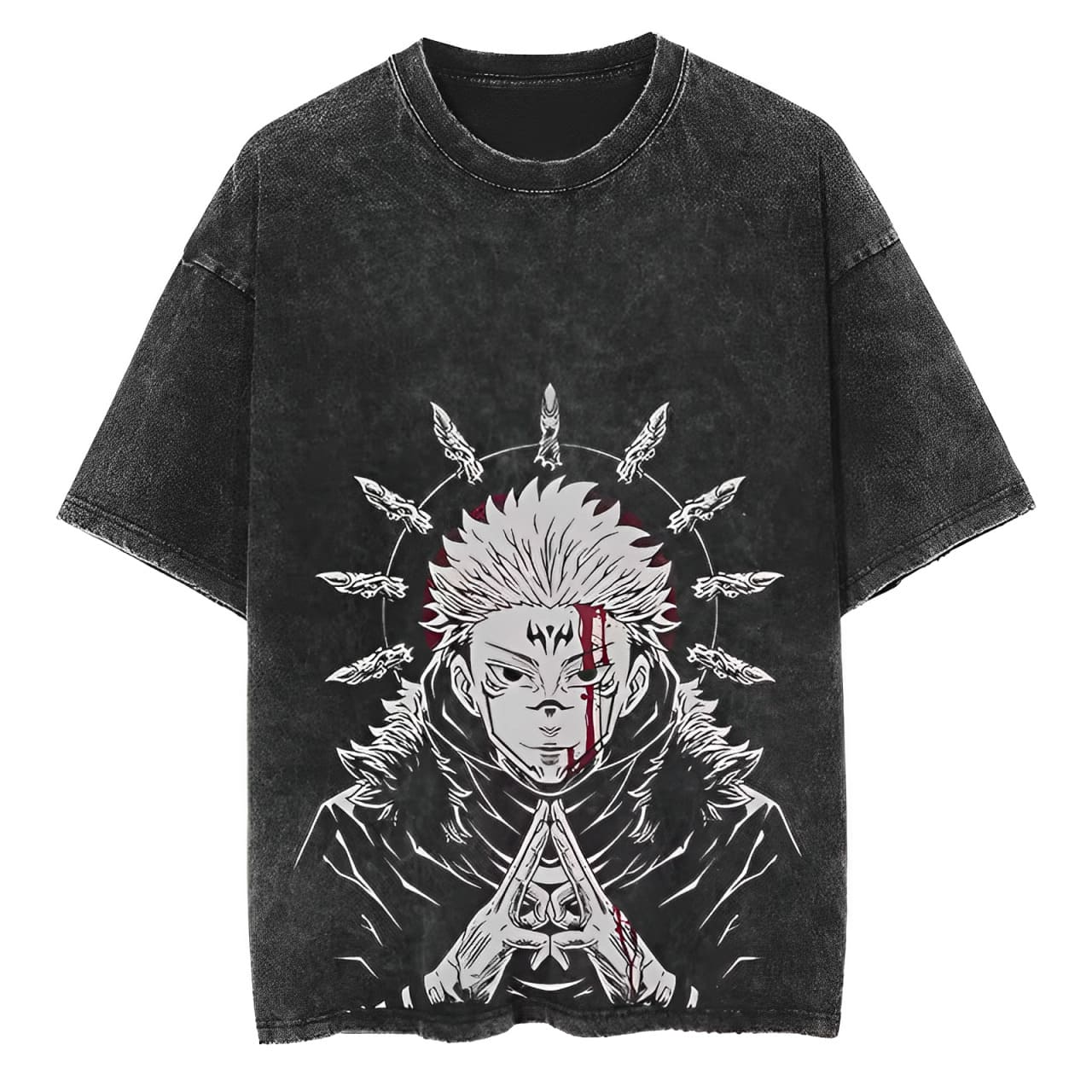 

Jujutsu Kaisen Sukuna T Shirt Domain Expansion Graphic Men Acid Wash Oversized Streetwear Anime Retro Cotton Top Tee M