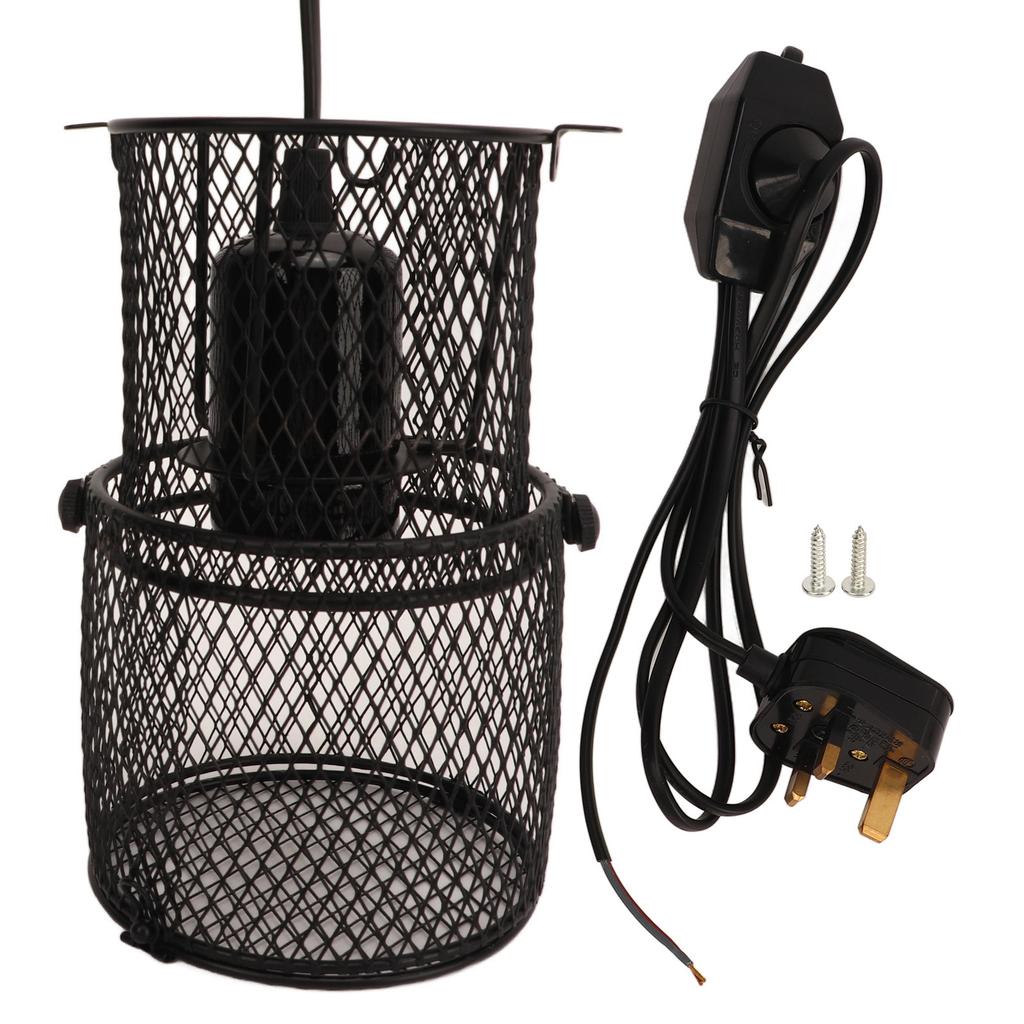 Reptile Heat Lamp Guard Design Retractable E27 Bulb Connector Reptile Heat Lamp Mesh Cover Safety for Snakes