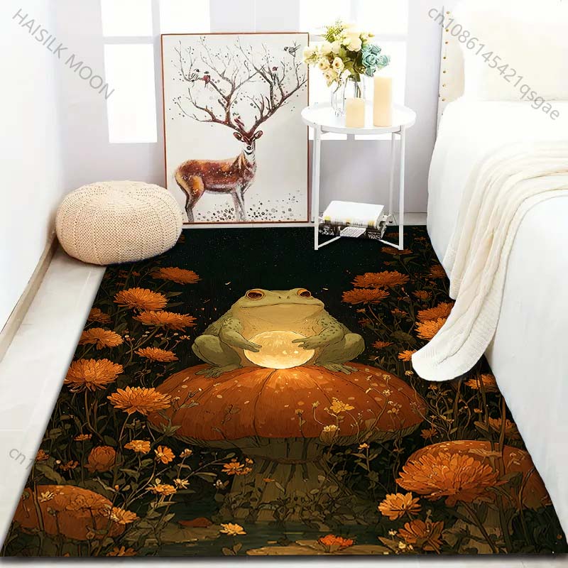 1PC Frog On Mushroom Holding Glowing Orb Carpet for Living Room Bedroom Sofa Home Decor Rus Non-slip Floor Mat Luxury Gift